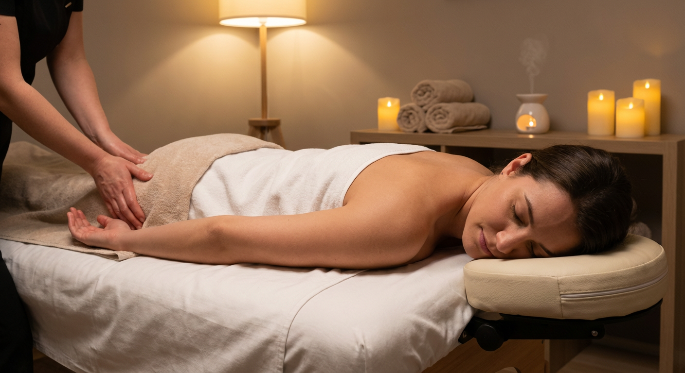 Patient receiving deep tissue soft tissue treatment